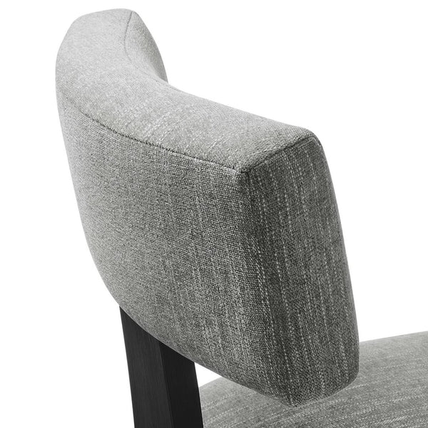 Modway Furniture Nalani Fabric Dining Chairs Set of 2 – Modern Armless Design for Comfort and Versatile Style Heathered Weave Gray Black EEI-6777-HEG-BLK