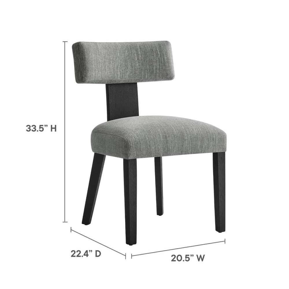 Modway Furniture Nalani Fabric Dining Chairs Set of 2 – Modern Armless Design for Comfort and Versatile Style Heathered Weave Gray Black EEI-6777-HEG-BLK