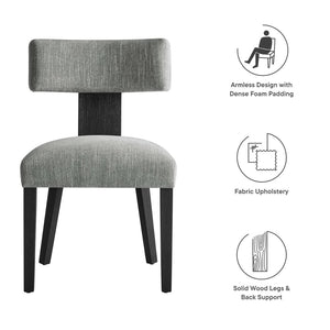 Modway Furniture Nalani Fabric Dining Chairs Set of 2 – Modern Armless Design for Comfort and Versatile Style Heathered Weave Gray Black EEI-6777-HEG-BLK