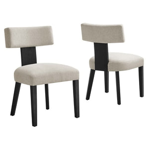 Modway Furniture Nalani Fabric Dining Chairs Set of 2 – Modern Armless Design for Comfort and Versatile Style Heathered Weave Ivory Black EEI-6777-HEI-BLK