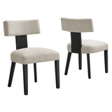 Nalani Fabric Upholstered Dining Chairs Set of 2 White, Heathered Weave Ivory Black EEI-6777-HEI-BLK