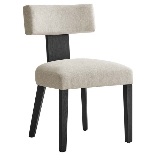 Modway Furniture Nalani Fabric Dining Chairs Set of 2 – Modern Armless Design for Comfort and Versatile Style Heathered Weave Ivory Black EEI-6777-HEI-BLK