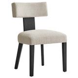 Nalani Fabric Upholstered Dining Chairs Set of 2 White, Heathered Weave Ivory Black EEI-6777-HEI-BLK