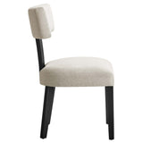 Nalani Fabric Upholstered Dining Chairs Set of 2 White, Heathered Weave Ivory Black EEI-6777-HEI-BLK