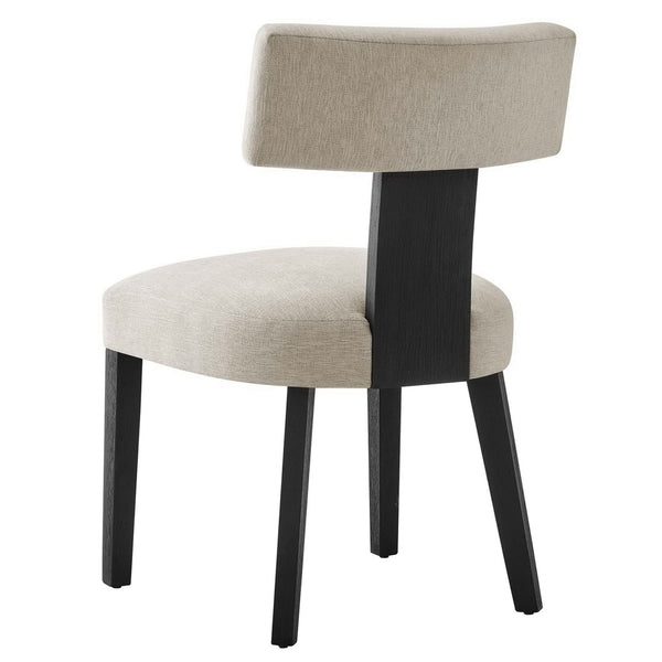 Modway Furniture Nalani Fabric Dining Chairs Set of 2 – Modern Armless Design for Comfort and Versatile Style Heathered Weave Ivory Black EEI-6777-HEI-BLK