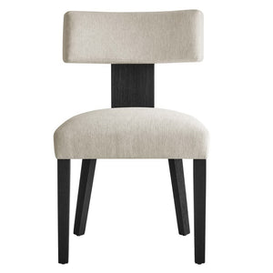 Modway Furniture Nalani Fabric Dining Chairs Set of 2 – Modern Armless Design for Comfort and Versatile Style Heathered Weave Ivory Black EEI-6777-HEI-BLK