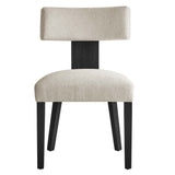 Nalani Fabric Upholstered Dining Chairs Set of 2 White, Heathered Weave Ivory Black EEI-6777-HEI-BLK