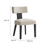 Nalani Fabric Upholstered Dining Chairs Set of 2 White, Heathered Weave Ivory Black EEI-6777-HEI-BLK