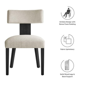 Modway Furniture Nalani Fabric Dining Chairs Set of 2 – Modern Armless Design for Comfort and Versatile Style Heathered Weave Ivory Black EEI-6777-HEI-BLK