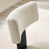 Nalani Fabric Upholstered Dining Chairs Set of 2 White, Heathered Weave Ivory Black EEI-6777-HEI-BLK