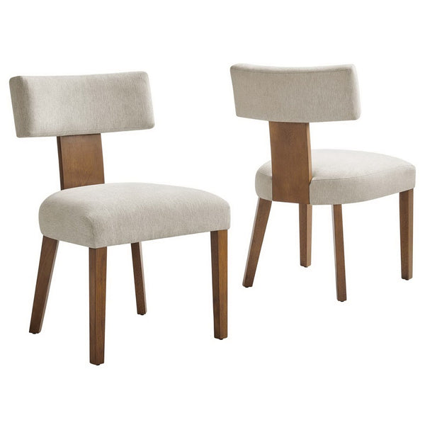 Modway Furniture Nalani Fabric Dining Chairs Set of 2 – Modern Armless Design for Comfort and Versatile Style Heathered Weave Ivory Deep Brown EEI-6777-HEI-DBR
