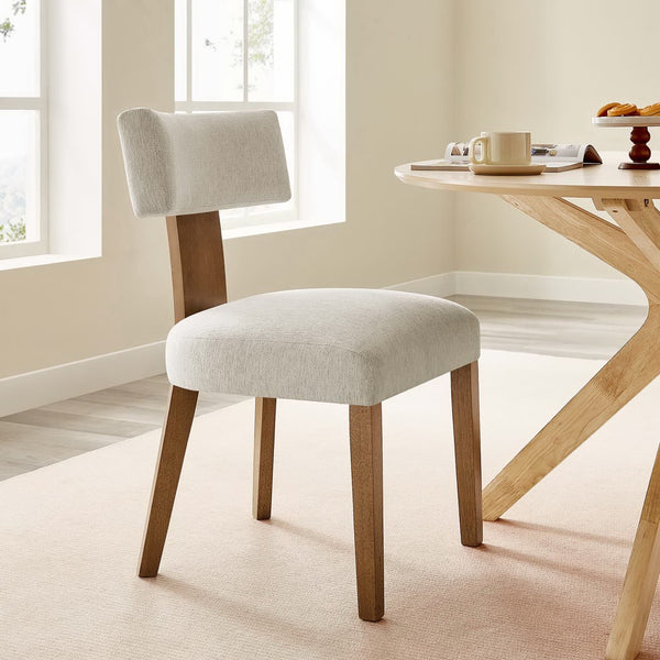 Modway Furniture Nalani Fabric Dining Chairs Set of 2 – Modern Armless Design for Comfort and Versatile Style Heathered Weave Ivory Deep Brown EEI-6777-HEI-DBR