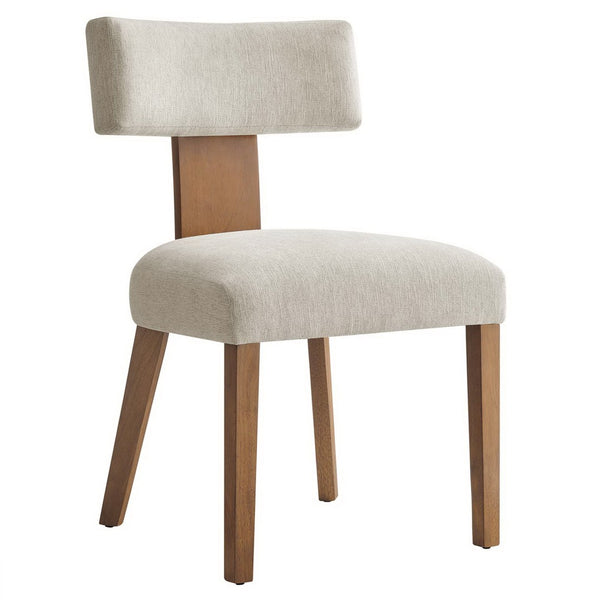 Modway Furniture Nalani Fabric Dining Chairs Set of 2 – Modern Armless Design for Comfort and Versatile Style Heathered Weave Ivory Deep Brown EEI-6777-HEI-DBR