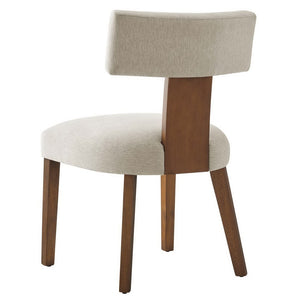 Modway Furniture Nalani Fabric Dining Chairs Set of 2 – Modern Armless Design for Comfort and Versatile Style Heathered Weave Ivory Deep Brown EEI-6777-HEI-DBR