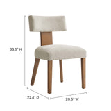 Nalani Fabric Upholstered Dining Chairs Set of 2 White, Heathered Weave Ivory Deep Brown EEI-6777-HEI-DBR