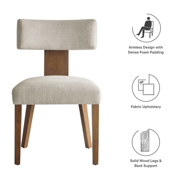 Modway Furniture Nalani Fabric Dining Chairs Set of 2 – Modern Armless Design for Comfort and Versatile Style Heathered Weave Ivory Deep Brown EEI-6777-HEI-DBR