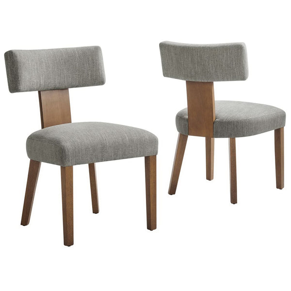 Modway Furniture Nalani Fabric Dining Chairs Set of 2 – Modern Armless Design for Comfort and Versatile Style Heathered Weave Wheat Deep Brown EEI-6777-HEW-DBR