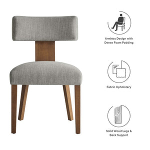 Modway Furniture Nalani Fabric Dining Chairs Set of 2 – Modern Armless Design for Comfort and Versatile Style Heathered Weave Wheat Deep Brown EEI-6777-HEW-DBR