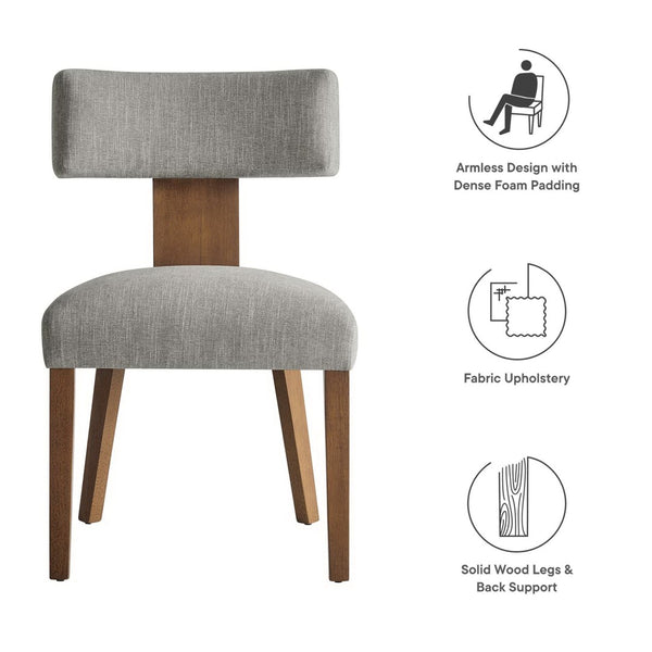 Modway Furniture Nalani Fabric Dining Chairs Set of 2 – Modern Armless Design for Comfort and Versatile Style Heathered Weave Wheat Deep Brown EEI-6777-HEW-DBR