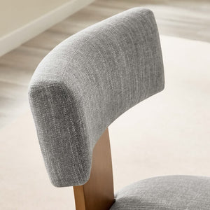 Modway Furniture Nalani Fabric Dining Chairs Set of 2 – Modern Armless Design for Comfort and Versatile Style Heathered Weave Wheat Deep Brown EEI-6777-HEW-DBR