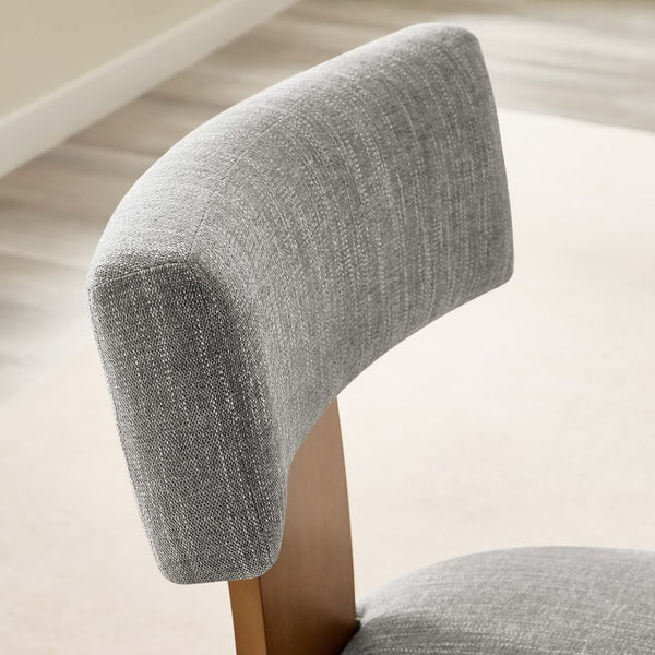 Modway Furniture Nalani Fabric Dining Chairs Set of 2 – Modern Armless Design for Comfort and Versatile Style Heathered Weave Wheat Deep Brown EEI-6777-HEW-DBR