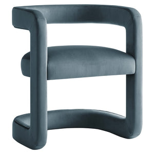 Modway Furniture Winslow Performance Velvet Barrel Accent Chair - Stylish Comfort for Living Spaces and Dining Rooms Cadet Blue EEI-6778-CAB