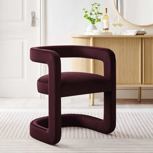 Modway Furniture Winslow Barrel Performance Velvet Dining Chair - Modern Comfort with Stain-Resistant Upholstery Mulberry EEI-7052-MUL