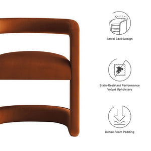 Modway Furniture Winslow Performance Velvet Barrel Accent Chair - Stylish Comfort for Living Spaces and Dining Rooms Rust EEI-6778-RUS