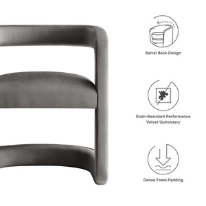 Modway Furniture Winslow Performance Velvet Barrel Accent Chair - Stylish Comfort for Living Spaces and Dining Rooms Storm Gray EEI-6778-STG