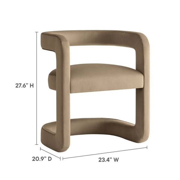 Modway Furniture Winslow Performance Velvet Barrel Accent Chair - Stylish Comfort for Living Spaces and Dining Rooms Taupe EEI-6778-TAU