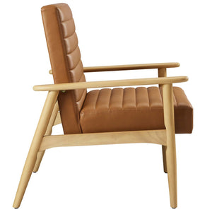 Modway Furniture Jensen Vegan Leather Accent Chair - Stylish Comfort for Modern Living Rooms and Versatile Spaces Natural Tan EEI-6779-NAT-TAN