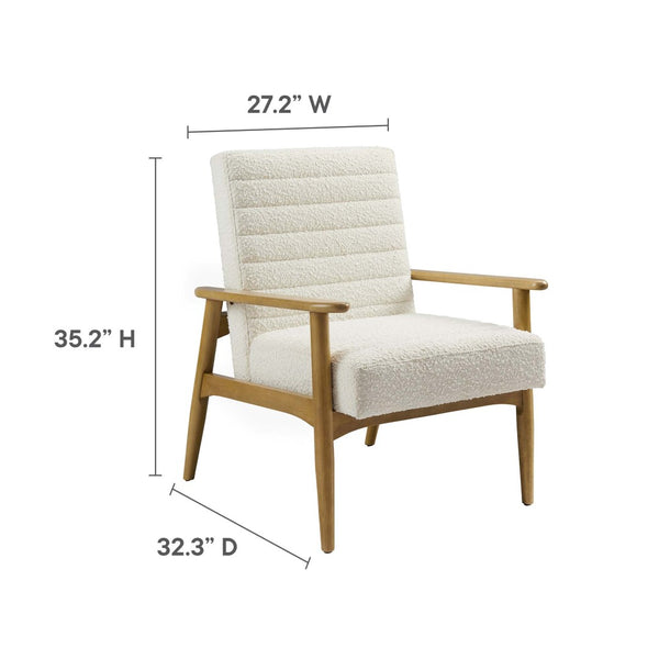 Modway Furniture Jensen Boucle Fabric Accent Chair - Modern Comfort with Elegant Tufting for Stylish Living Spaces Ivory EEI-6780-FRO-IVO