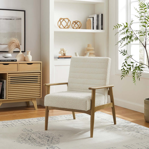 Modway Furniture Jensen Boucle Fabric Accent Chair - Modern Comfort with Elegant Tufting for Stylish Living Spaces Ivory EEI-6780-FRO-IVO