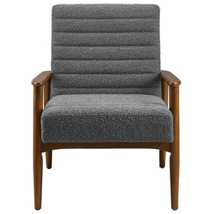 Modway Furniture Jensen Boucle Fabric Accent Chair - Modern Comfort with Elegant Tufting for Stylish Living Spaces Walnut Charcoal EEI-6780-WAL-CHA