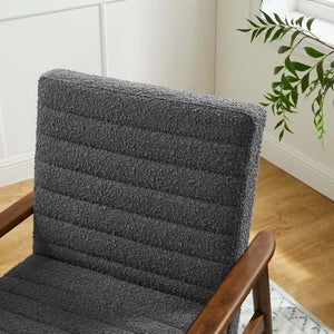 Modway Furniture Jensen Boucle Fabric Accent Chair - Modern Comfort with Elegant Tufting for Stylish Living Spaces Walnut Charcoal EEI-6780-WAL-CHA