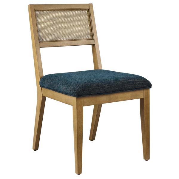 Modway Furniture Nimba Faux Rattan Fabric Dining Chairs Set of 2 – Stylish Mid-Century Comfort for Your Dining Space Heathered Weave Azure EEI-6781-FRO-HEA