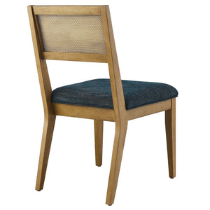 Modway Furniture Nimba Faux Rattan Fabric Dining Chairs Set of 2 – Stylish Mid-Century Comfort for Your Dining Space Heathered Weave Azure EEI-6781-FRO-HEA