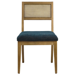 Modway Furniture Nimba Faux Rattan Fabric Dining Chairs Set of 2 – Stylish Mid-Century Comfort for Your Dining Space Heathered Weave Azure EEI-6781-FRO-HEA