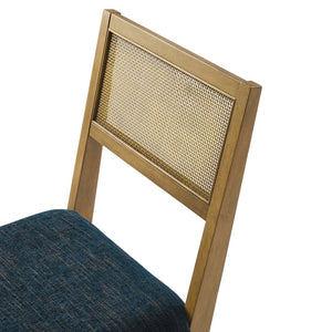 Modway Furniture Nimba Faux Rattan Fabric Dining Chairs Set of 2 – Stylish Mid-Century Comfort for Your Dining Space Heathered Weave Azure EEI-6781-FRO-HEA