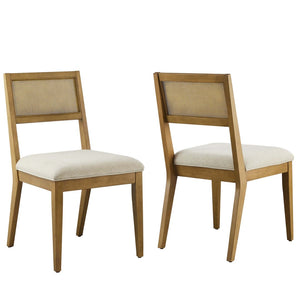Modway Furniture Nimba Faux Rattan Fabric Dining Chairs Set of 2 – Stylish Mid-Century Comfort for Your Dining Space Heathered Weave Ivory EEI-6781-FRO-HEI