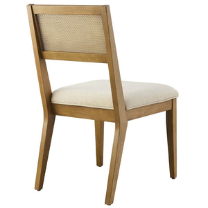 Modway Furniture Nimba Faux Rattan Fabric Dining Chairs Set of 2 – Stylish Mid-Century Comfort for Your Dining Space Heathered Weave Ivory EEI-6781-FRO-HEI