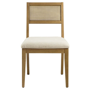Modway Furniture Nimba Faux Rattan Fabric Dining Chairs Set of 2 – Stylish Mid-Century Comfort for Your Dining Space Heathered Weave Ivory EEI-6781-FRO-HEI