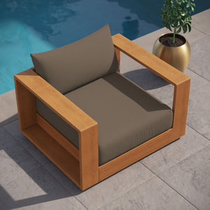 Modway Furniture Tahoe Outdoor Patio Acacia Wood Chair - Stylish All-Weather Comfort for Relaxing or Entertaining Natural Cocoa EEI-6782-NAT-COA