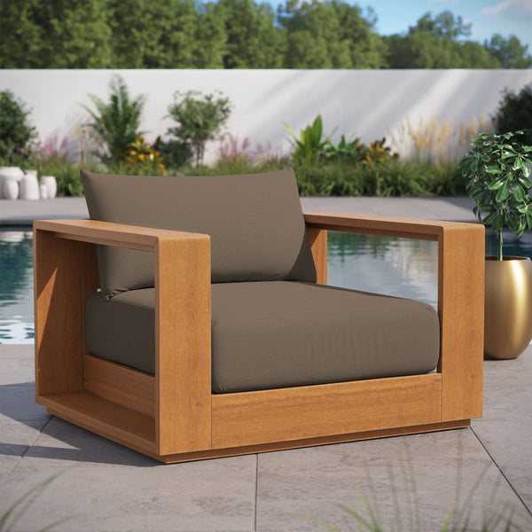 Modway Furniture Tahoe Outdoor Patio Acacia Wood Chair - Stylish All-Weather Comfort for Relaxing or Entertaining Natural Cocoa EEI-6782-NAT-COA