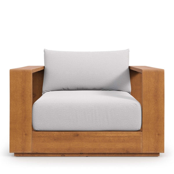 Modway Furniture Tahoe Outdoor Patio Acacia Wood Chair - Stylish All-Weather Comfort for Relaxing or Entertaining Natural Light Gray EEI-6782-NAT-LGR