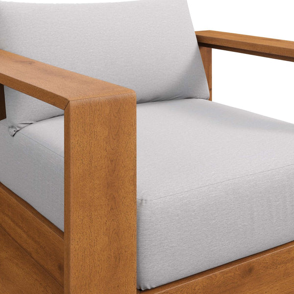 Modway Furniture Tahoe Outdoor Patio Acacia Wood Chair - Stylish All-Weather Comfort for Relaxing or Entertaining Natural Light Gray EEI-6782-NAT-LGR