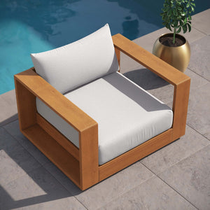 Modway Furniture Tahoe Outdoor Patio Acacia Wood Chair - Stylish All-Weather Comfort for Relaxing or Entertaining Natural Light Gray EEI-6782-NAT-LGR