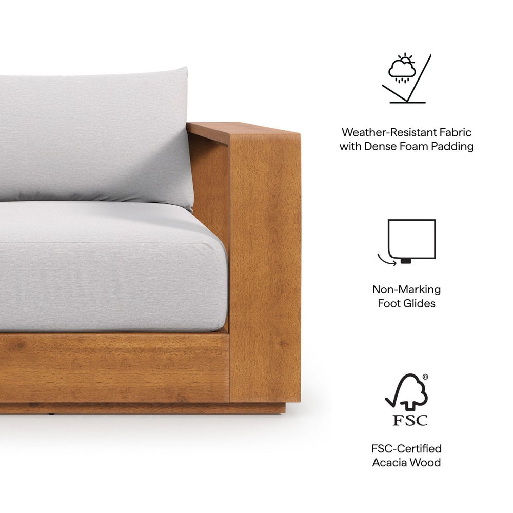 Modway Furniture Tahoe Outdoor Patio Acacia Wood Chair - Stylish All-Weather Comfort for Relaxing or Entertaining Natural Light Gray EEI-6782-NAT-LGR