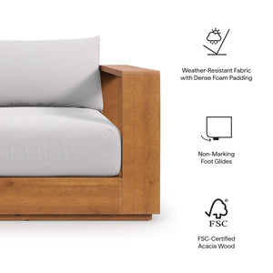 Modway Furniture Tahoe Outdoor Patio Acacia Wood Chair - Stylish All-Weather Comfort for Relaxing or Entertaining Natural Light Gray EEI-6782-NAT-LGR