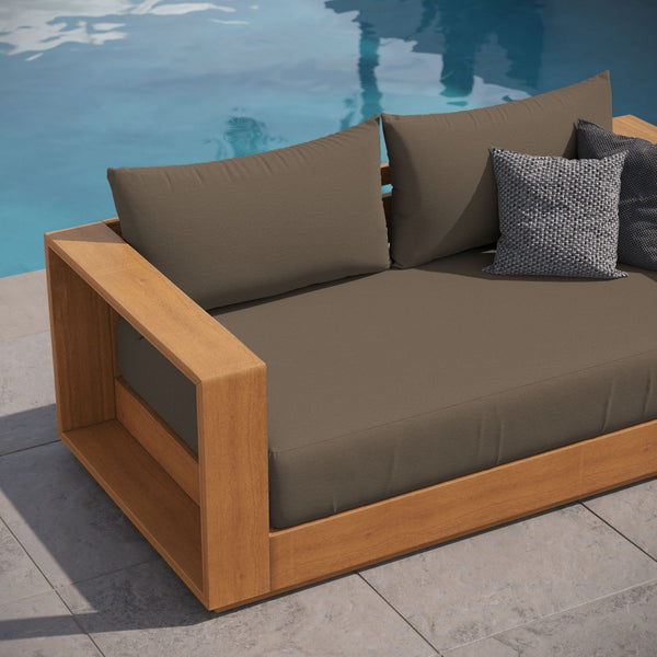 Modway Furniture Tahoe Acacia Wood Outdoor Loveseat – Stylish, Durable, Water-Resistant Seating for Patios & Porches Natural Cocoa EEI-6783-NAT-COA